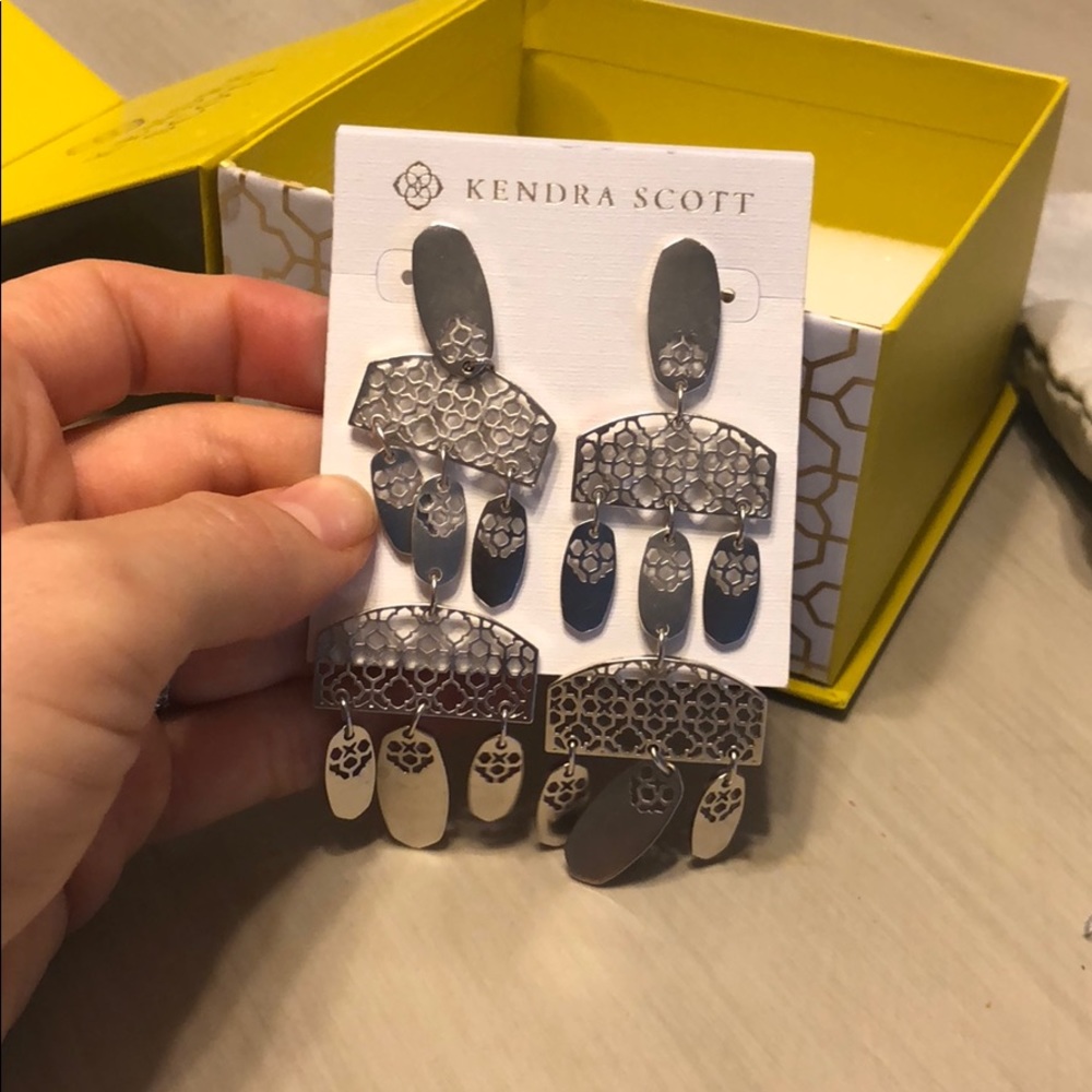 Kendra Scott silver chandelier earrings. New